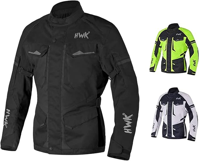 Hawk Sports Adventure/Touring Motorcycle Jacket For Men - (Black, 3XL)
