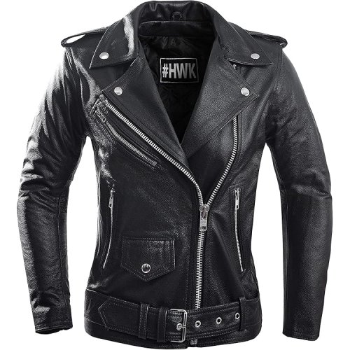 Hawk Sports Leather Motorcycle Jacket For Women (Brando) - (Black) - #303