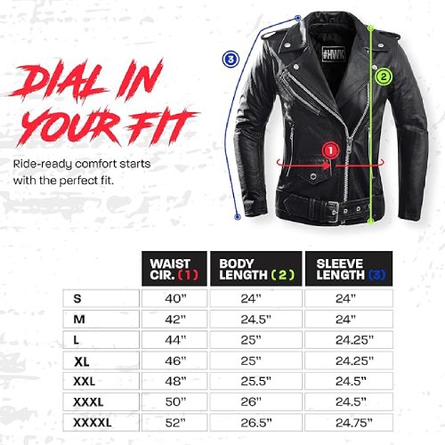 Hawk Sports Leather Motorcycle Jacket For Women (Brando) - (Black) - #303 - Image 6