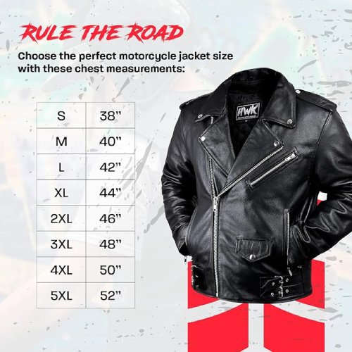 Hawk Sports Leather Motorcycle Jacket For Men (Brando) - (Black, Small) - #403 - Image 2