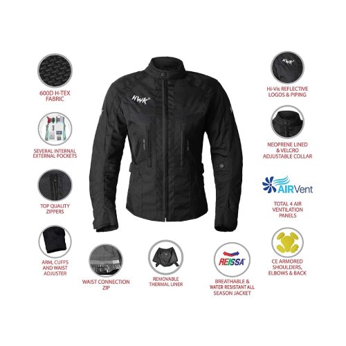Hawk Sports Motorcycle Jacket For Women (Stunt) - (Black, 2XL) - #301 - Image 5
