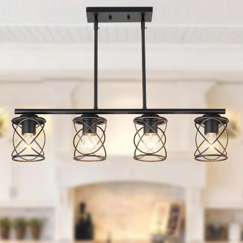 Mavcadonf Kitchen Island Light, 4-Light Farmhouse Linear Pendant Light (Like New) - F102