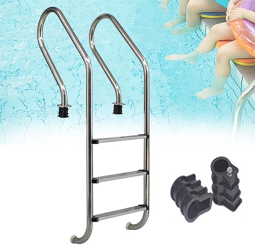 3-Step Stainless Steel Swimming Pool Ladder with Anti-Slip Step - C92