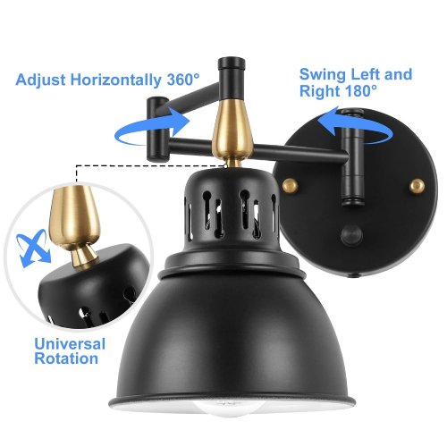 TRLIFE Plug-In Wall Sconces Set of 2 - Dimmable Swing Arm Wall Lights (Like New) - F122 - Image 5
