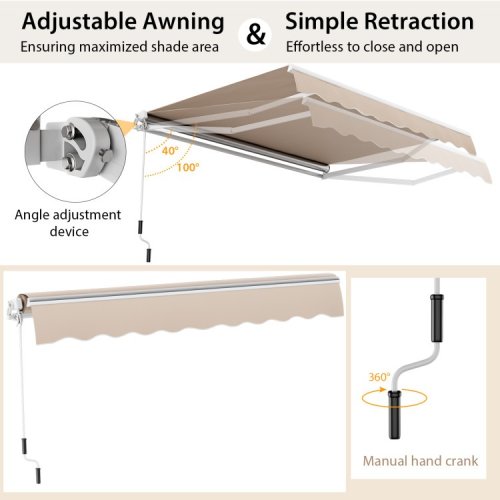 Retractable Patio Awning Aluminum Deck Sunshade (Like New) - F149 - Image 2