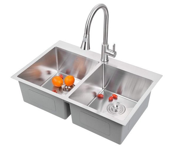 Yutong 31" x 20" Top-mount/Drop in Stainless Steel Double Bowl Kitchen Sink (Good) - F166