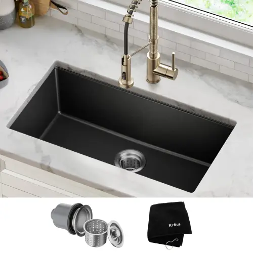 Quarza 31" dual mount single bowl granite kitchen sink - F167