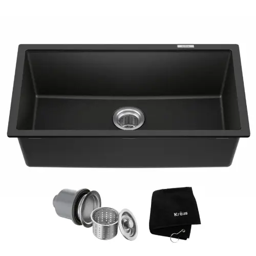 Quarza 31" dual mount single bowl granite kitchen sink - F167 - Image 2