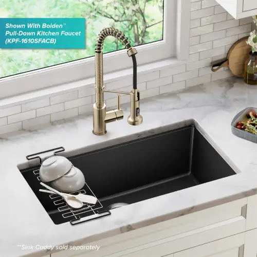 Quarza 31" dual mount single bowl granite kitchen sink - F167 - Image 5