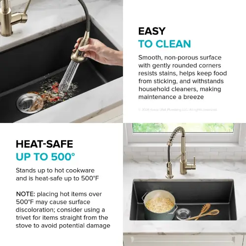Quarza 31" dual mount single bowl granite kitchen sink - F167 - Image 4