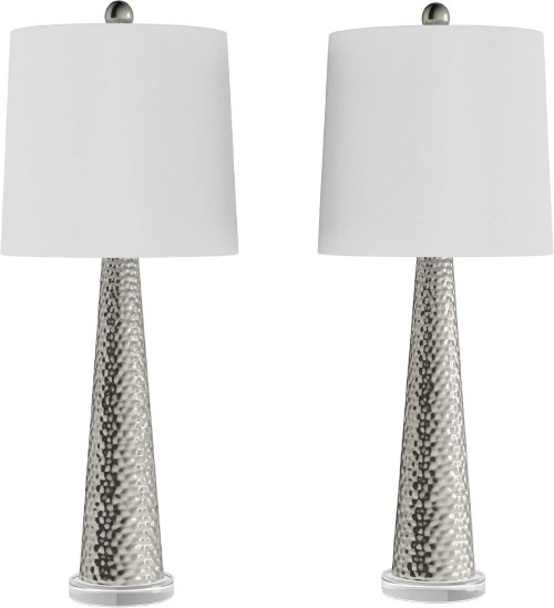Lavish Home Modern Table Lamps, Silver - Set of 2 (Good) - F192 - Image 4