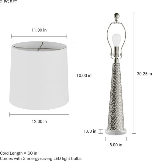 Lavish Home Modern Table Lamps, Silver - Set of 2 (Good) - F192 - Image 2