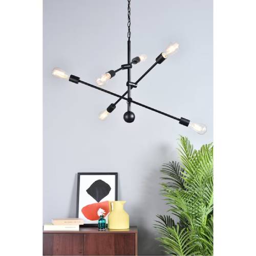 Living District Axel 6 Lights Black Pendant with Chain, Black (Like New) - F2 - Image 2