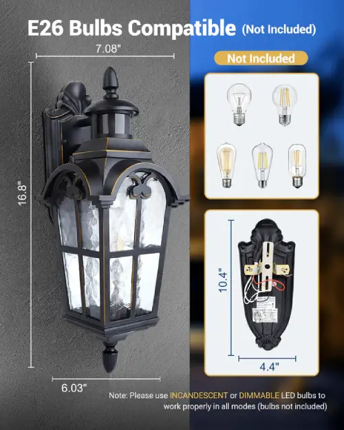 DEWENWILS Motion Sensor Outdoor 2-Pack Roman Vintage Wall Lights (Like New) - F200 - Image 3