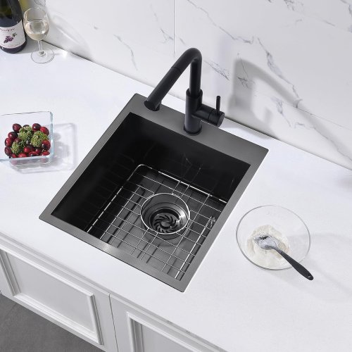ZDHHT15 Drop in Black Kitchen Bar Sink, (Like New) - F224 - Image 3