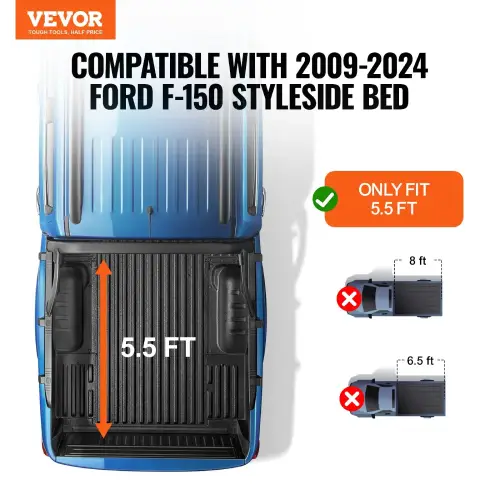 VEVOR Truck Bed Cover, Compatible with 2009-2024 Ford F-150 Styleside Bed (GOOD) - F239 - Image 5