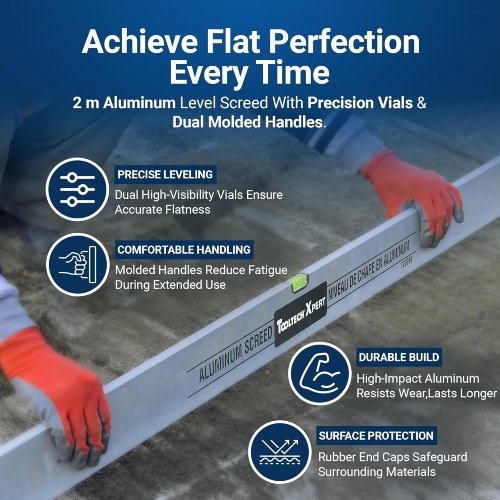 Tooltech Xpert Aluminum Level Screed, 2 Meters - F244 - Image 4