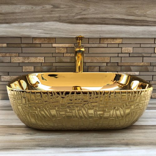 Juvia 13'' Golden Vitreous China Oval Bathroom Sink (Good) - F257