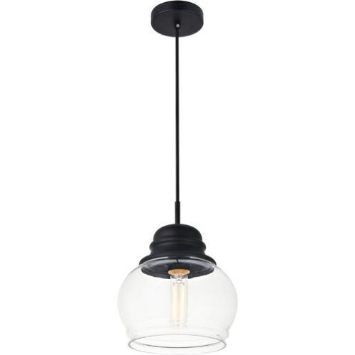 Living District LD2252BK Kenna 1 Light Pendant Ceiling Light with Clear Glass, Black (Like New) - F277 - Image 3