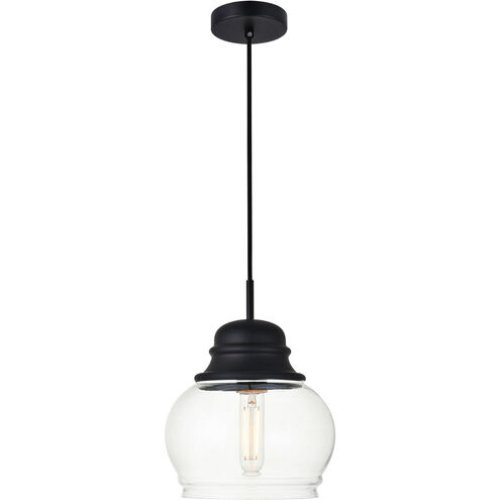 Living District LD2252BK Kenna 1 Light Pendant Ceiling Light with Clear Glass, Black (Like New) - F277