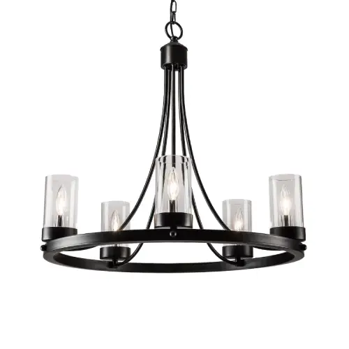 Maxax 5 Lights Wagon Wheel Chandelier, Black (Like New) - F305 - Image 3