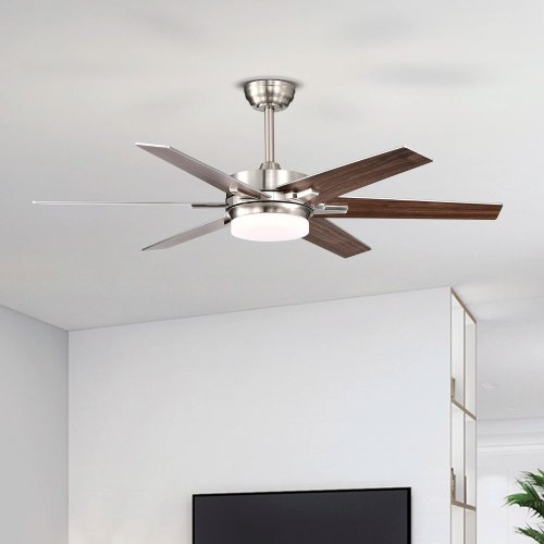 Aristeidis 52" Ceiling Fan with LED Lights, Brushed Nickel (Like New) - F318
