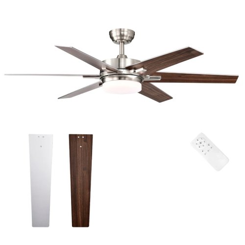 Aristeidis 52" Ceiling Fan with LED Lights, Brushed Nickel (Like New) - F318 - Image 7