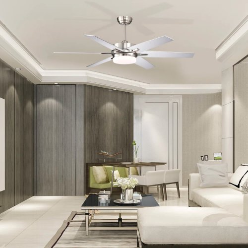 Aristeidis 52" Ceiling Fan with LED Lights, Brushed Nickel (Like New) - F318 - Image 2