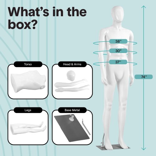 Giantex 5.8 FT Female Detachable Manikin with Metal Stand Plastic Full Body, White (Like New) - F329 - Image 5