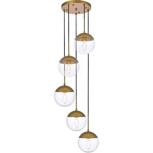 Eclipse 5-Light 18-Inch Brass Pendant Ceiling Light (Used-Good) - F276 - Image 6