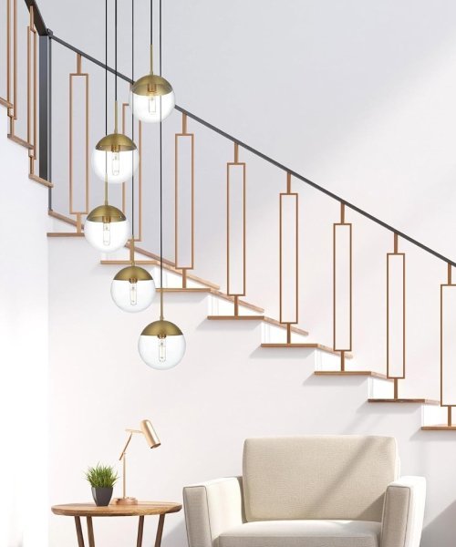Eclipse 5-Light 18-Inch Brass Pendant Ceiling Light (Used-Good) - F276 - Image 7
