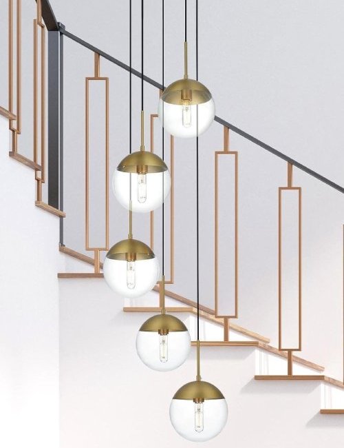 Eclipse 5-Light 18-Inch Brass Pendant Ceiling Light (Used-Good) - F276 - Image 3