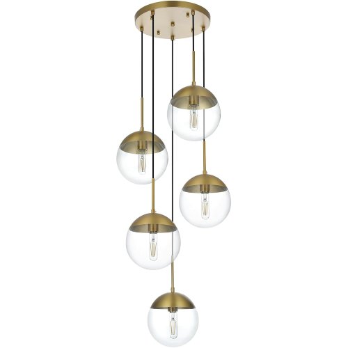 Eclipse 5-Light 18-Inch Brass Pendant Ceiling Light (Used-Good) - F276