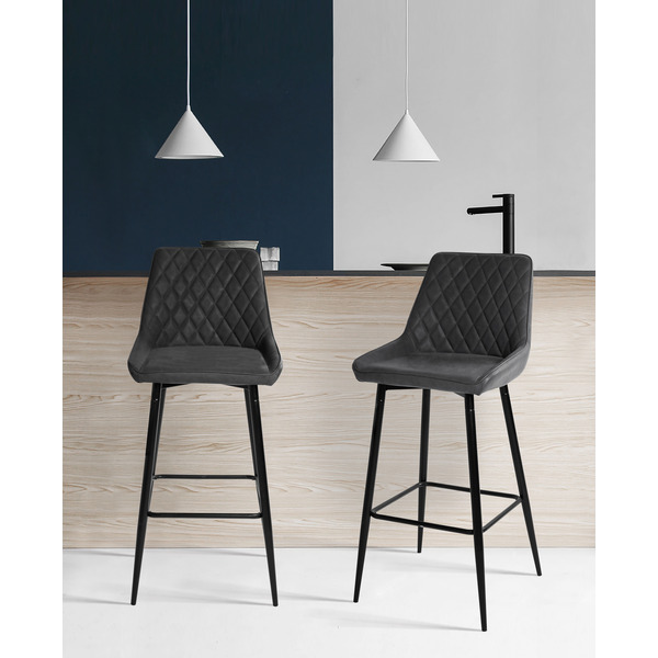 MILAN Leather Bar Stool, 75cm (Dark Grey) - NEW - Image 3