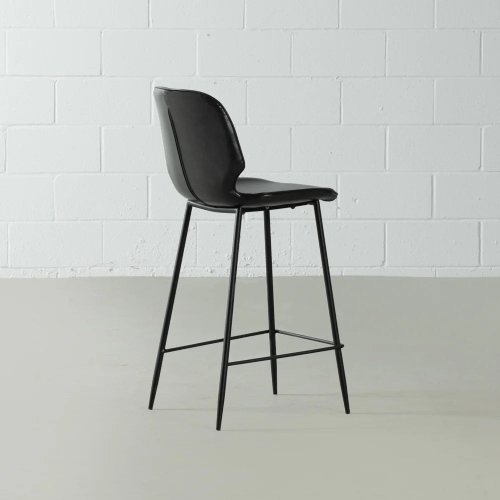 MONROE Leather Bar Stool, 75cm (Black) - NEW - Image 4