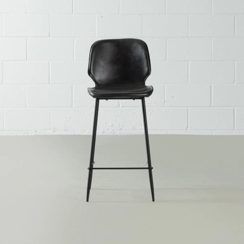MONROE Leather Bar Stool, 75cm (Black) - NEW - Image 2