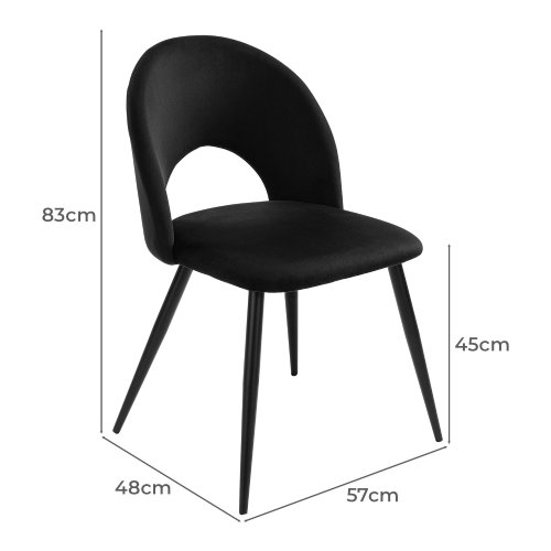 SOPHIE Velvet Dining Chair (Black) - NEW - Image 3