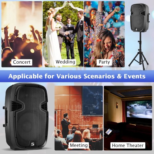 Costway Dual 12" Dual 2-Way 2000 W Powered PA Speaker System W/Bluetooth - C94 - Image 5