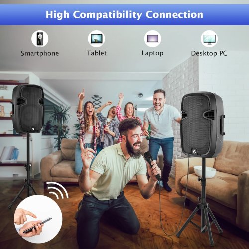Costway Dual 12" Dual 2-Way 2000 W Powered PA Speaker System W/Bluetooth - C94 - Image 3