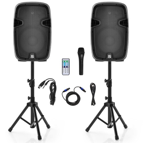 Costway Dual 12" Dual 2-Way 2000 W Powered PA Speaker System W/Bluetooth - C94
