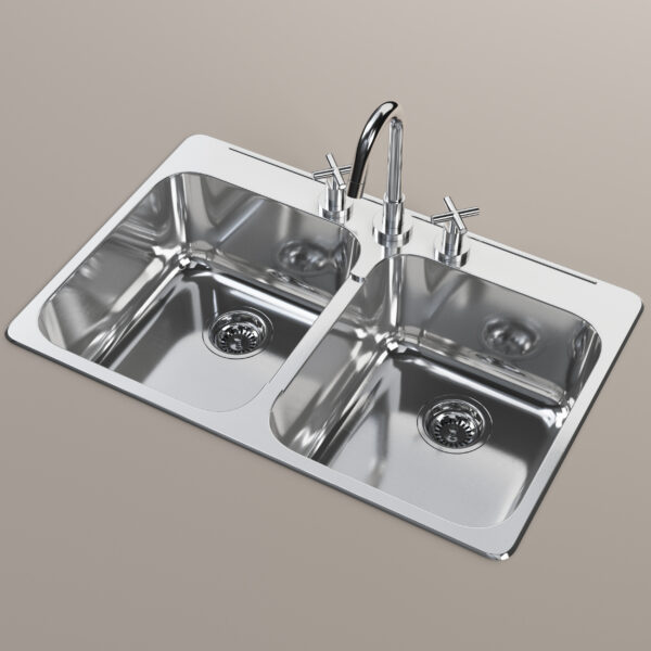 Cantrio Koncepts KSS 522 Double Basin Topmount Kitchen Sink, Stainless Steel (New) - F109 - Image 3