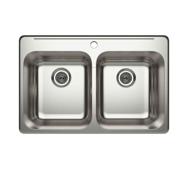 Cantrio Koncepts KSS 522 Double Basin Topmount Kitchen Sink, Stainless Steel (New) - F109 - Image 2