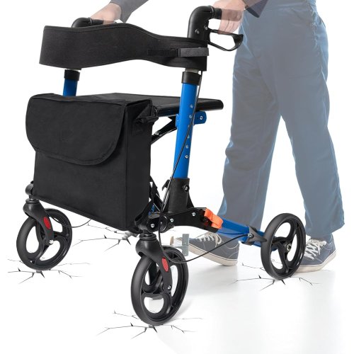 CloudHand Folding Rollator Walker with 8-inch Wheels and Seat (Like New) - F350