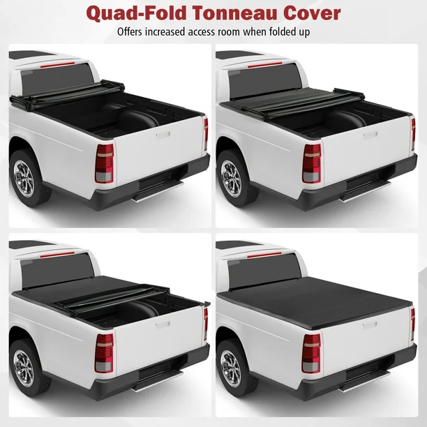 Costway 6.5ft Soft Quad-Fold Tonneau Cover for 15-23 Ford F150 Standard Short Bed (Like New) - F351 - Image 4