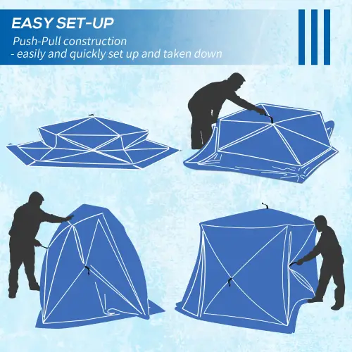 Outsunny 4 Person Insulated Ice Fishing Tent, Two Doors and Anchors for-22℉ (Like New) - F355-1 - Image 10