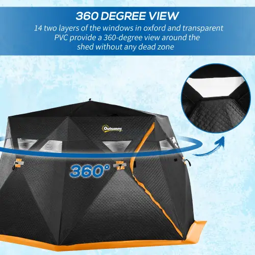 Outsunny 4 Person Insulated Ice Fishing Tent, Two Doors and Anchors for-22℉ (Like New) - F355-1 - Image 2