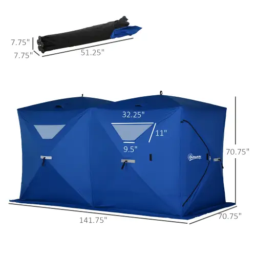 Outsunny 5-8 Person Waterproof Oxford Fabric Portable Pop-up Ice Tent with 4 Doors (Like New) - F359 - Image 2