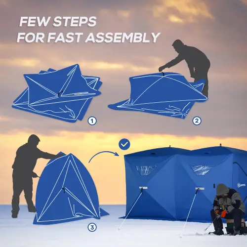 Outsunny 5-8 Person Waterproof Oxford Fabric Portable Pop-up Ice Tent with 4 Doors (Like New) - F359 - Image 4