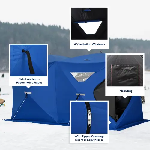 Outsunny 5-8 Person Waterproof Oxford Fabric Portable Pop-up Ice Tent with 4 Doors (Like New) - F359 - Image 6