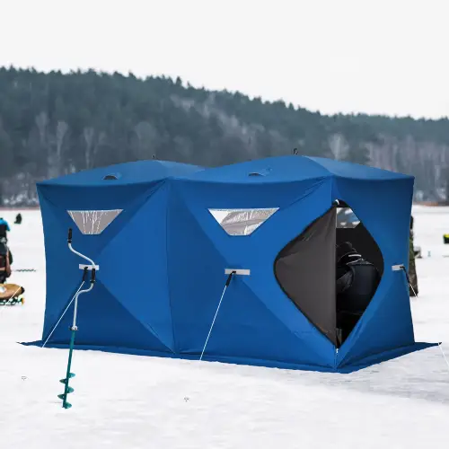 Outsunny 5-8 Person Waterproof Oxford Fabric Portable Pop-up Ice Tent with 4 Doors (Like New) - F359 - Image 7